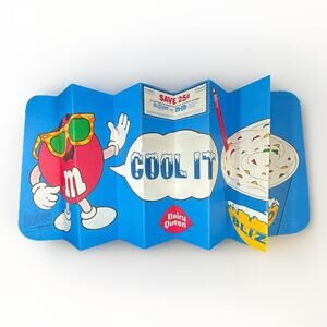 Vintage 1989 CarCool Dairy Queen M&M’s “Cool It” Folding Car Sun Shade USA Made
